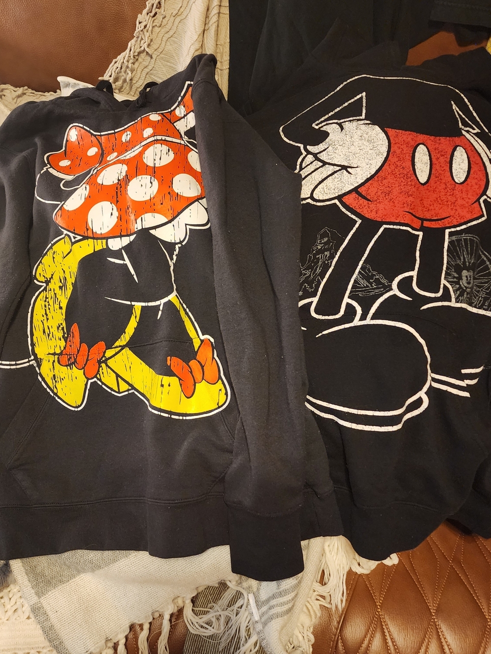 Matching Set Disney Black Hooded EARS Sweatshirt with Minnie & Mickey Graphic